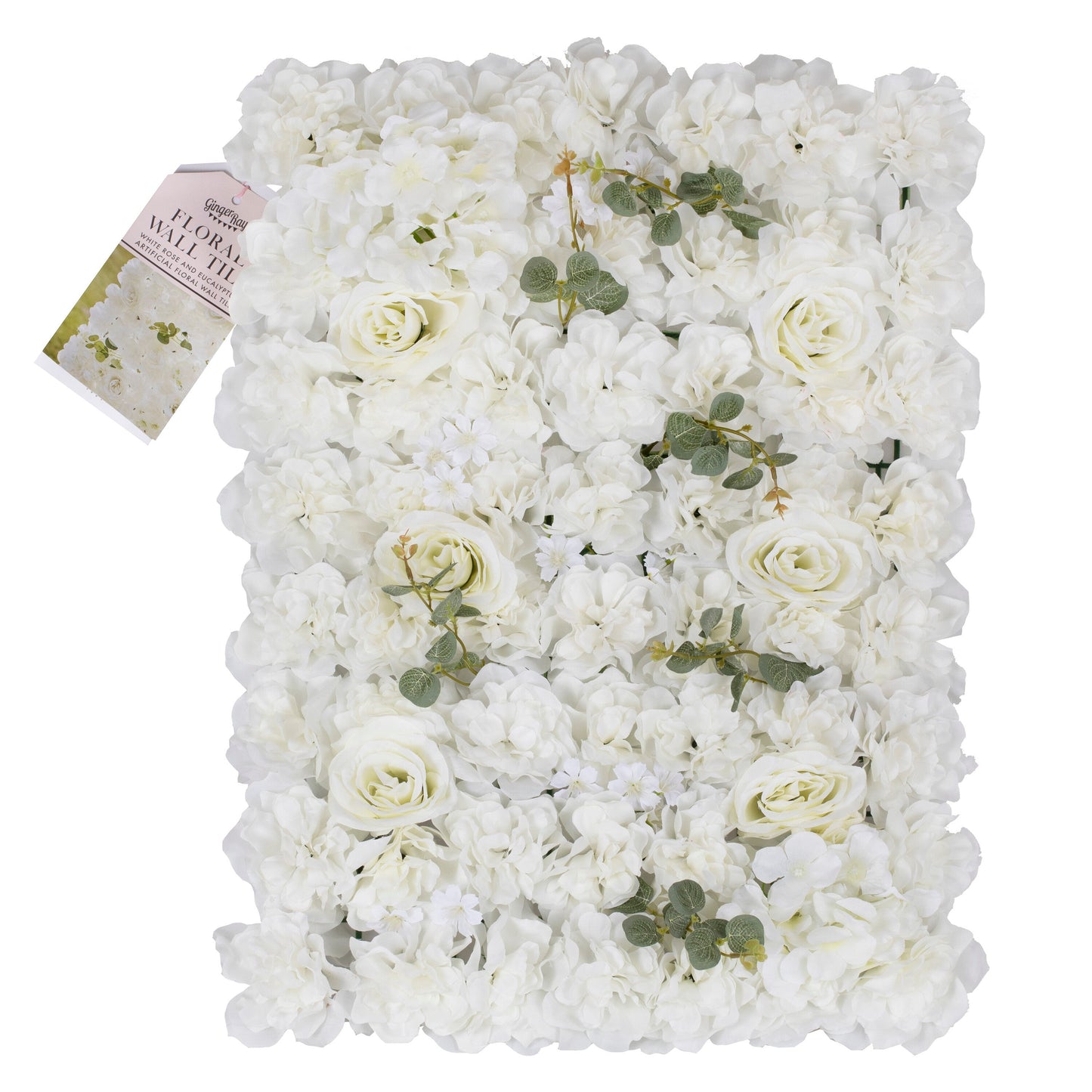White Rose Flower Wall Backdrop Tile- 3 Inner Pack