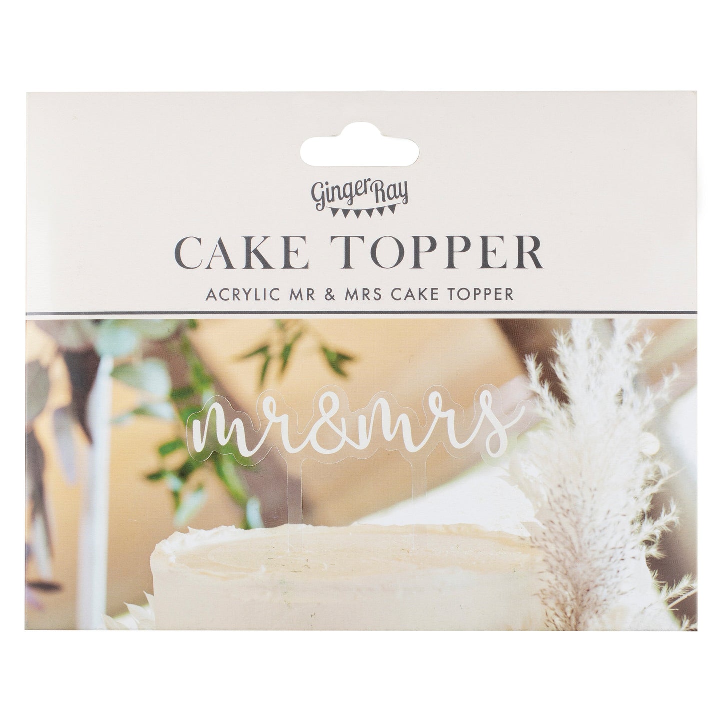 Mr & Mrs Acrylic Wedding Cake Topper- 5 Inner Pack