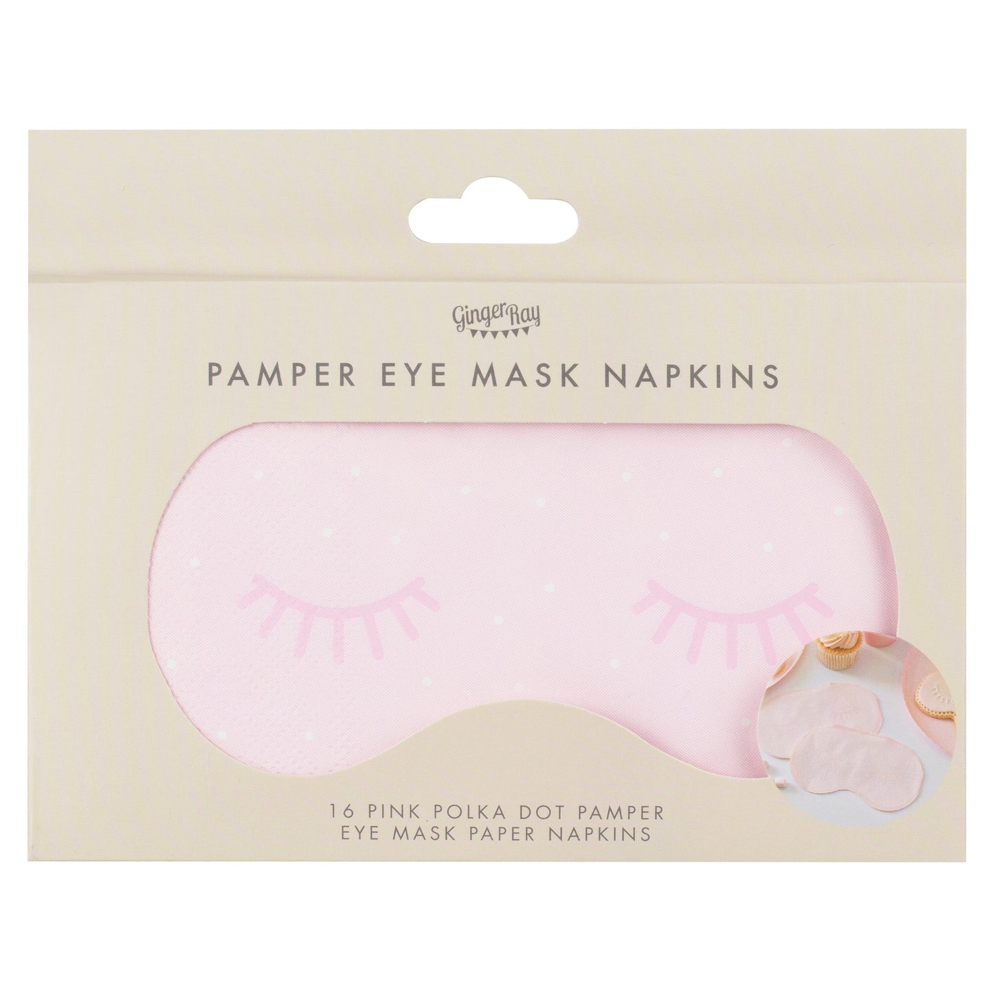 Pink Eye Mask Pamper Party Paper Napkins- 5 Inner Pack