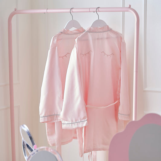 Pink Satin Embroidered Dressing Gown- 5 Inner Pack