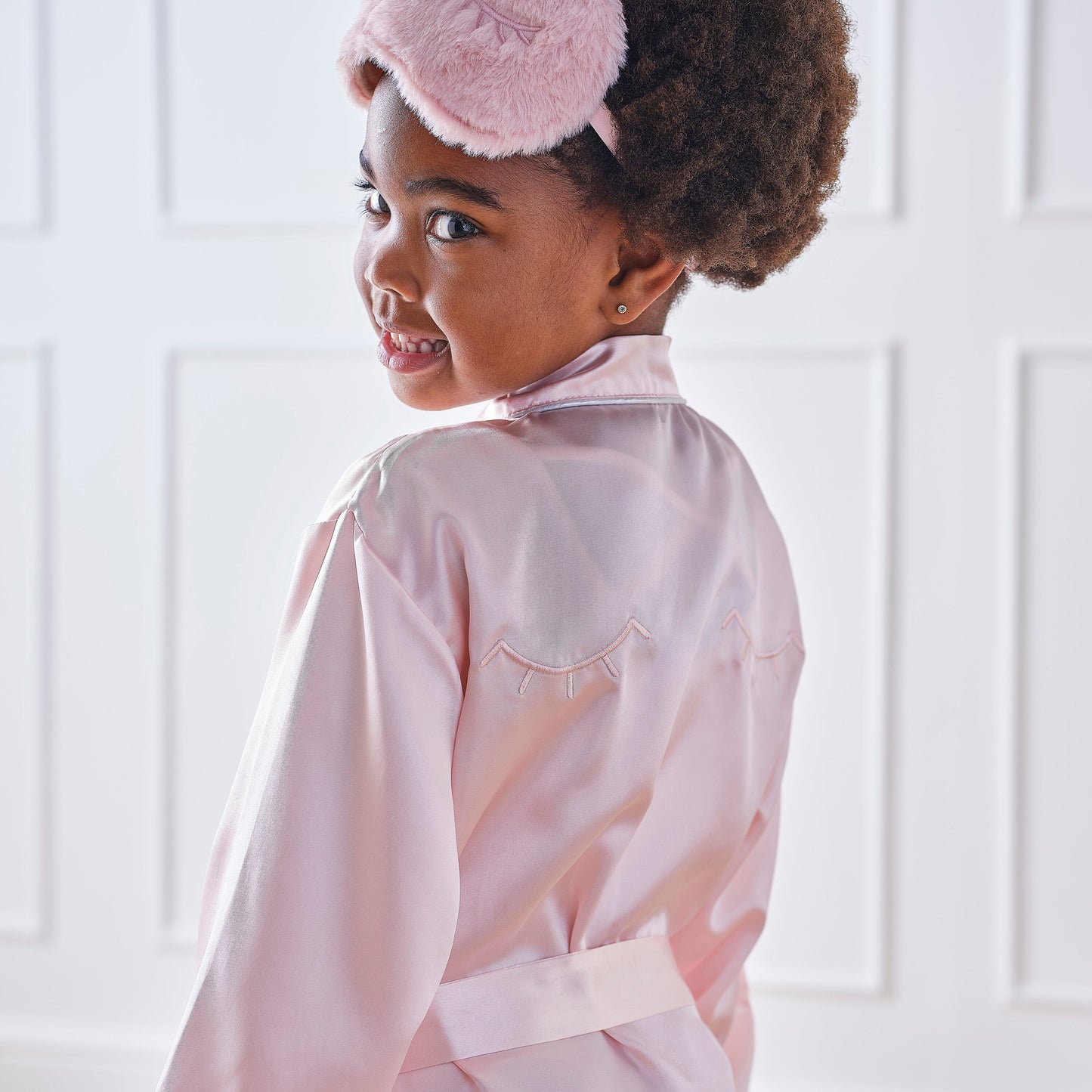 Pink Satin Embroidered Dressing Gown- 5 Inner Pack