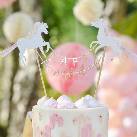 Princess Horse Happy Birthday Cake Topper- 5 Inner Pack
