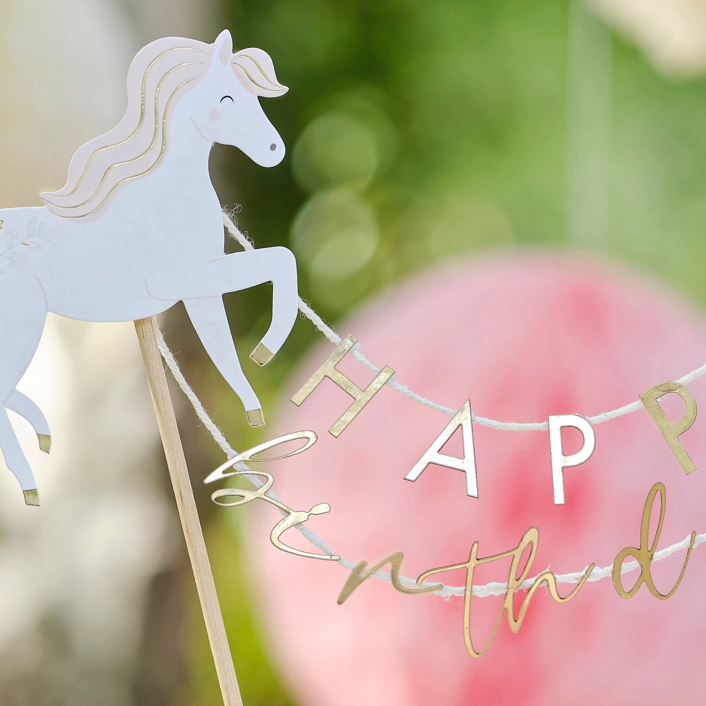 Princess Horse Happy Birthday Cake Topper- 5 Inner Pack