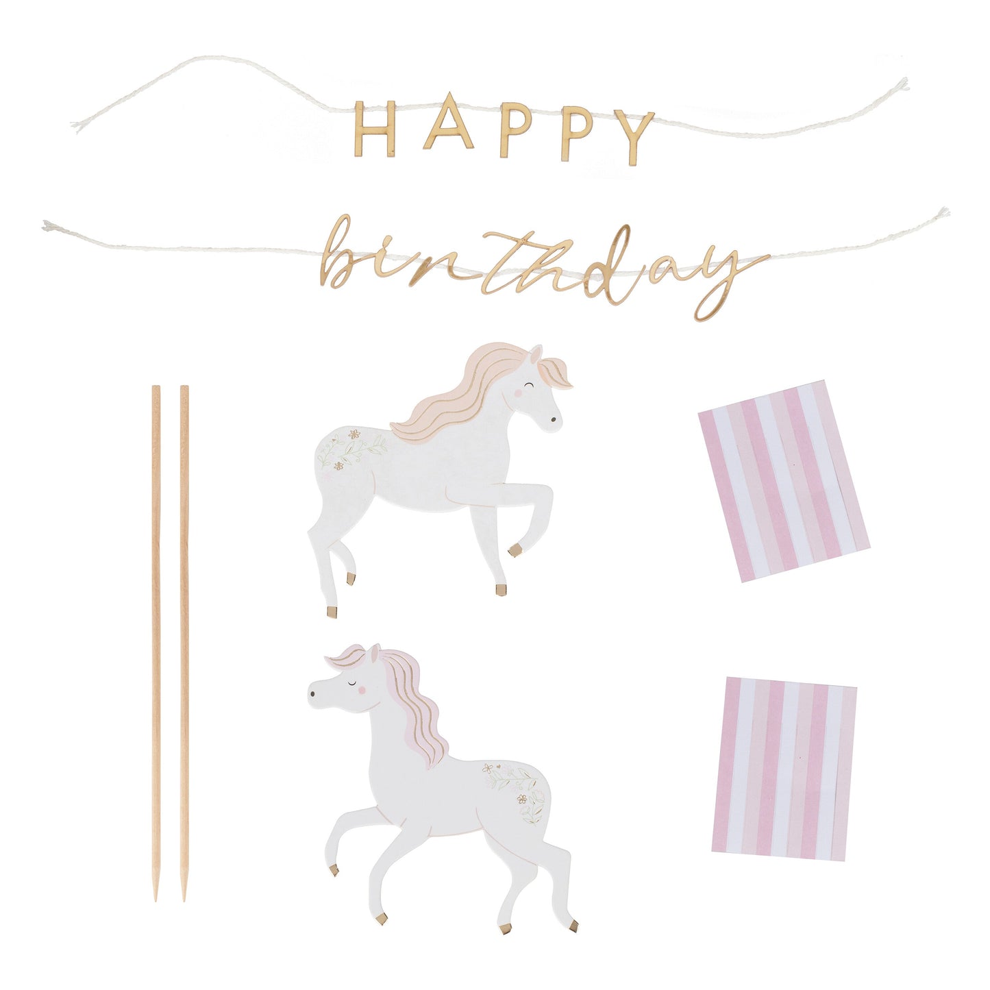 Princess Horse Happy Birthday Cake Topper- 5 Inner Pack