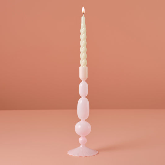 Pink Glass Bubble Dinner Candle Holder- 1 Inner Pack