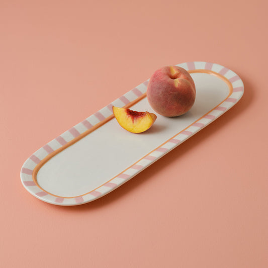 Pink and Orange Striped Ceramic Serving Dish- 5 Inner Pack
