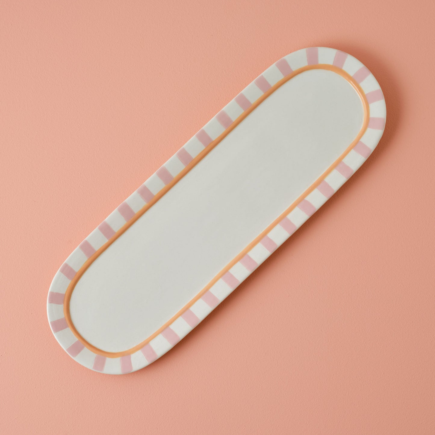 Pink and Orange Striped Ceramic Serving Dish- 5 Inner Pack