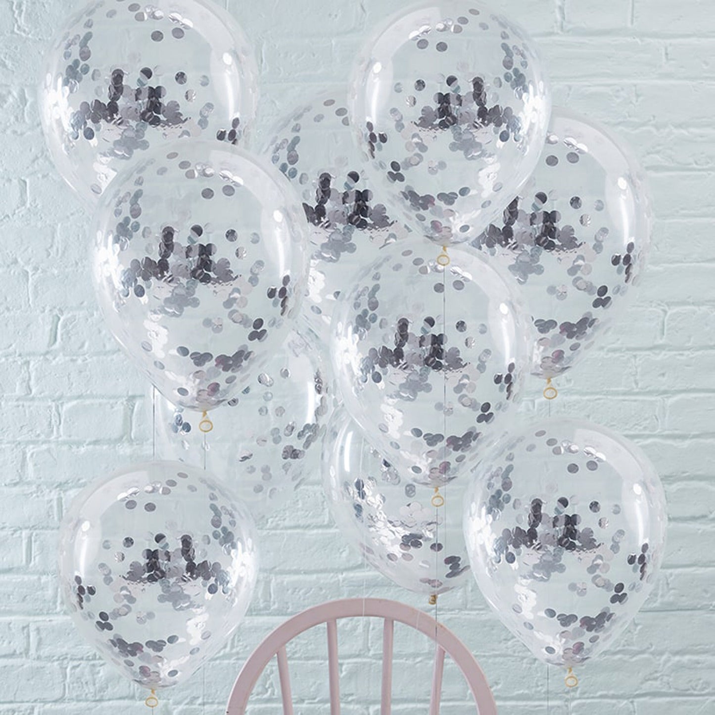 Silver Confetti Balloons- 5 Inner Pack