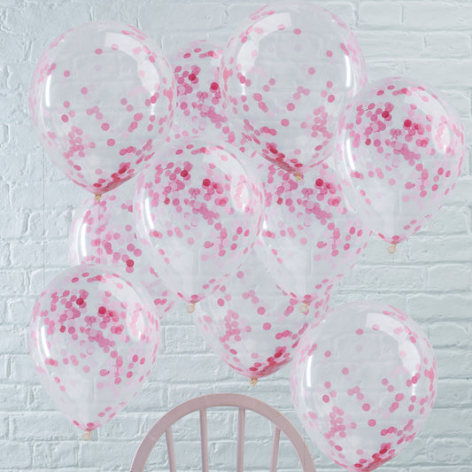 Pink Confetti Balloons- 5 Inner Pack