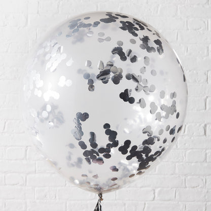 Silver Giant Confetti Balloons- 10 Inner Pack