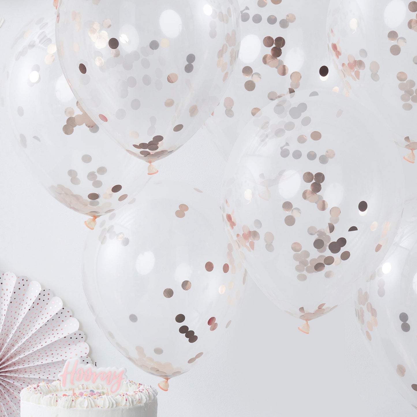 Rose Gold Confetti Balloons- 5 Inner Pack