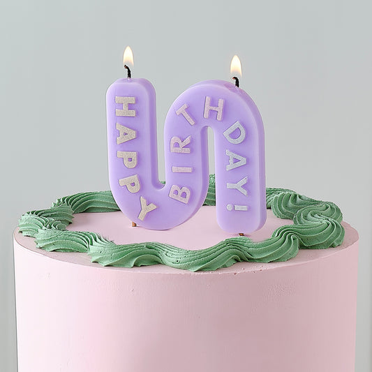 Wavy Pastel Happy Birthday Candle- 5 Inner Pack