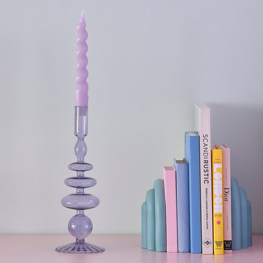 Lilac Glass Bubble Dinner Candle Holder- 5 Inner Pack