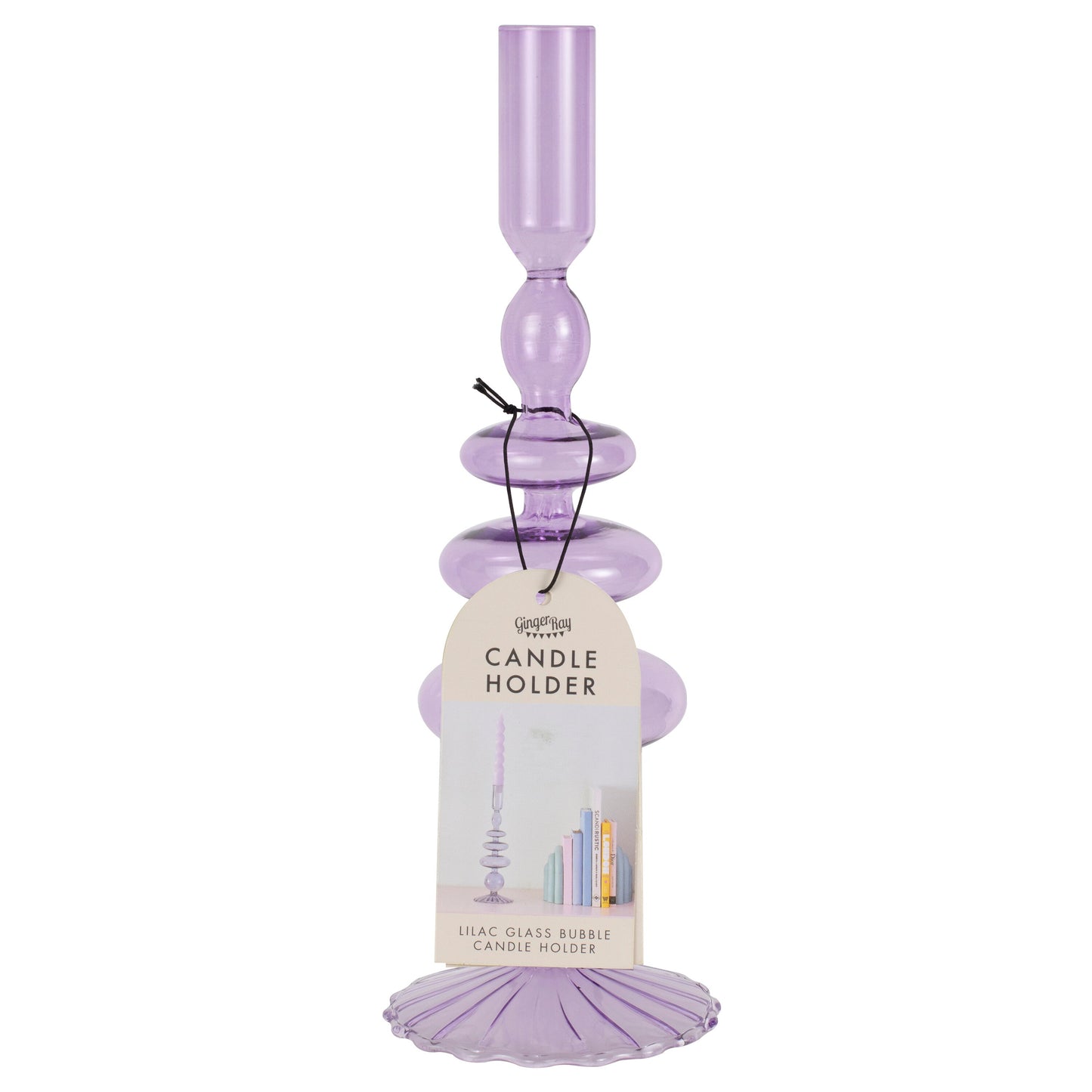 Lilac Glass Bubble Dinner Candle Holder- 5 Inner Pack