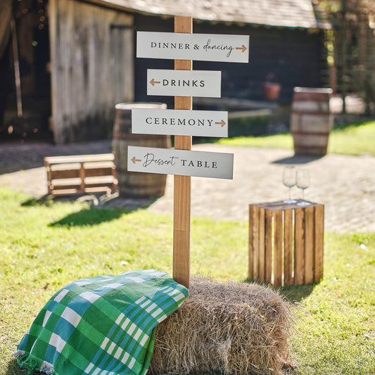 Customisable Wooden Wedding Signpost & Signs- 1 Inner Pack