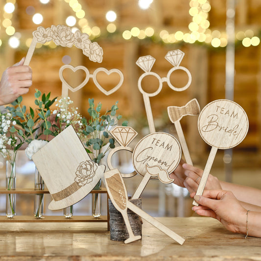 Wooden Wedding Photo Booth Props- 5 Inner Pack