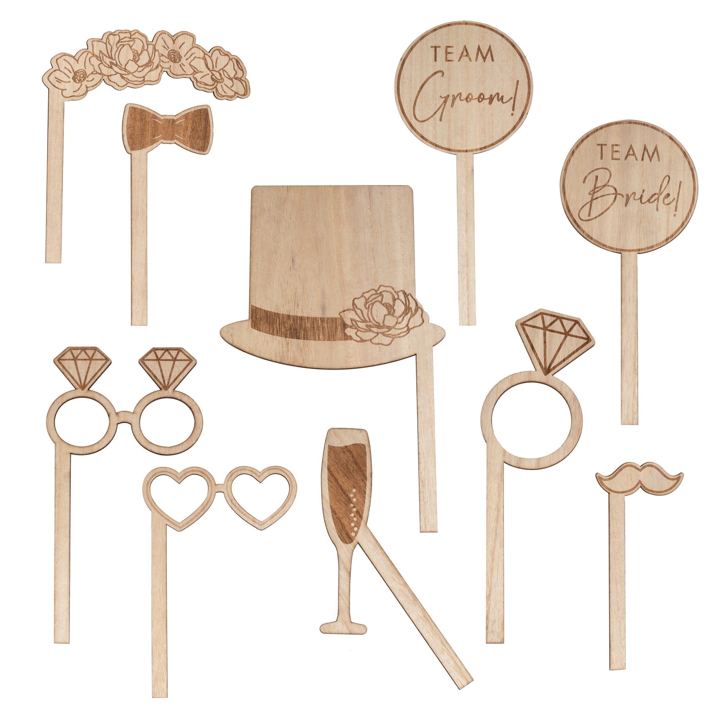 Wooden Wedding Photo Booth Props- 5 Inner Pack