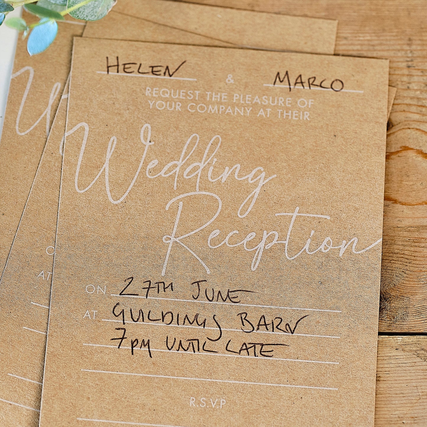 Kraft Evening Wedding Reception Invitations- 10 Inner Pack