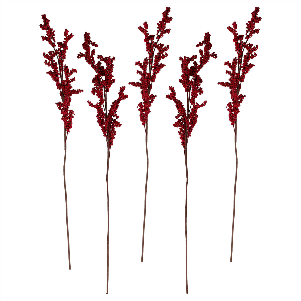 Red Berry Stems Christmas Foliage Decorations- 5 Inner Pack