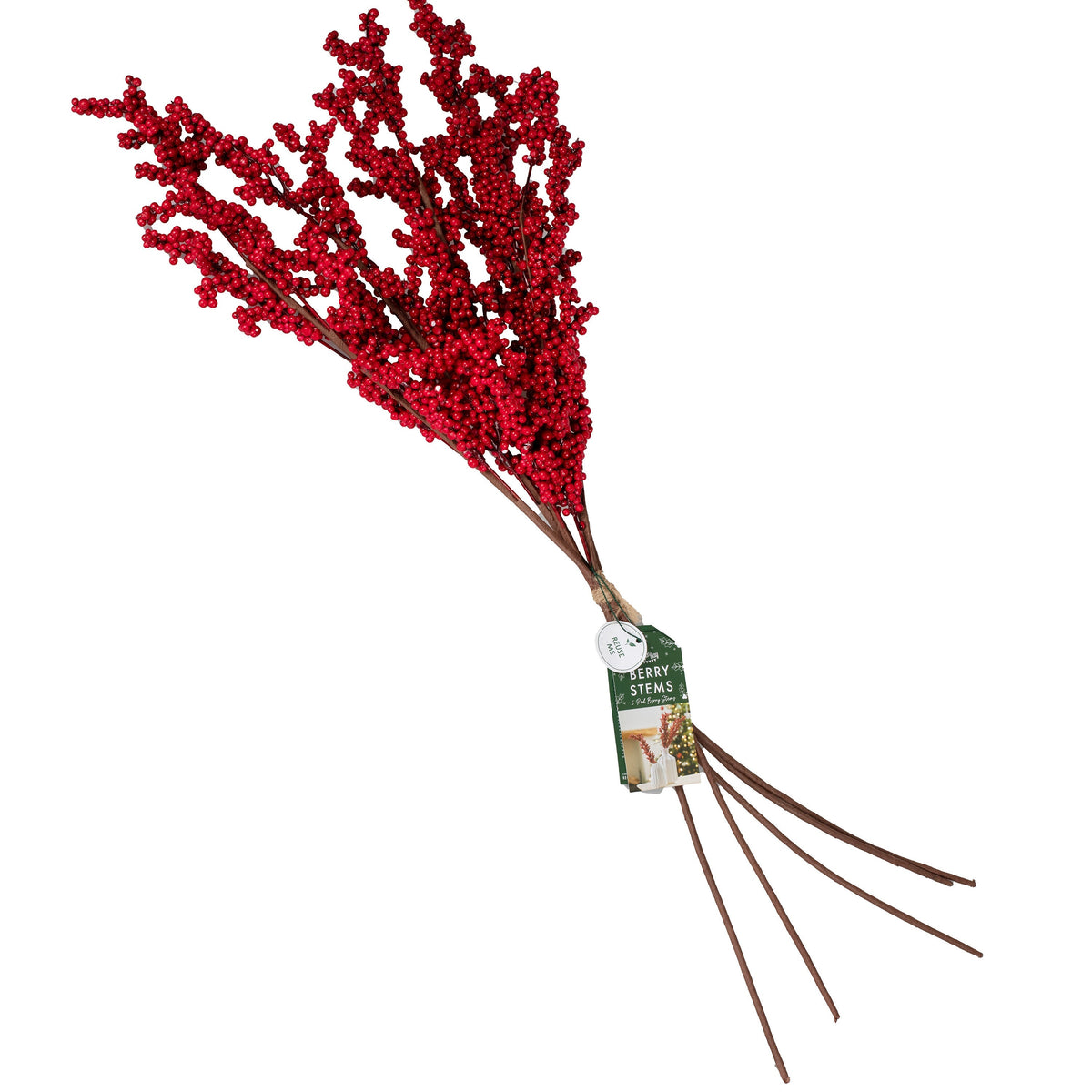 Red Berry Stems Christmas Foliage Decorations- 5 Inner Pack