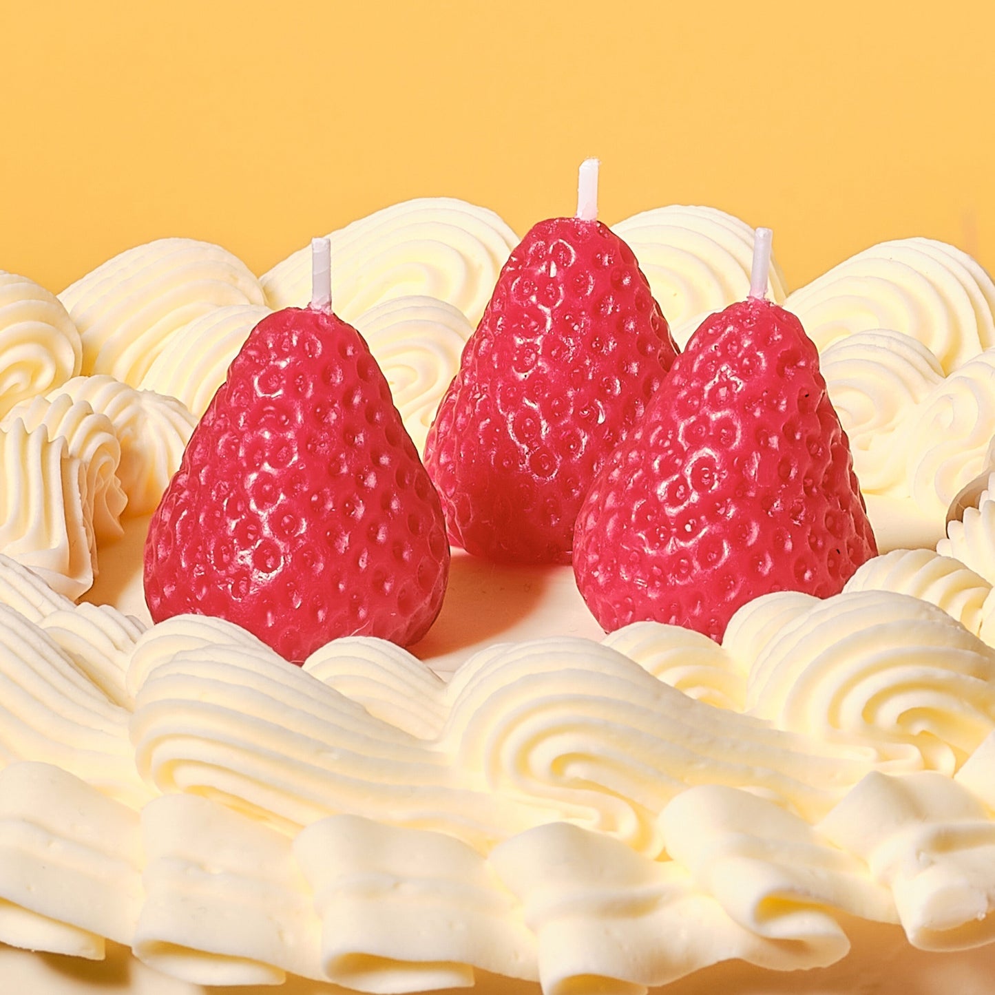 Red Strawberry Cake Candles- 5 Inner Pack