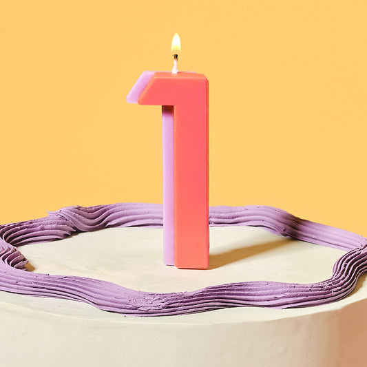 Orange and Purple Number 1 Candle- 5 Inner Pack