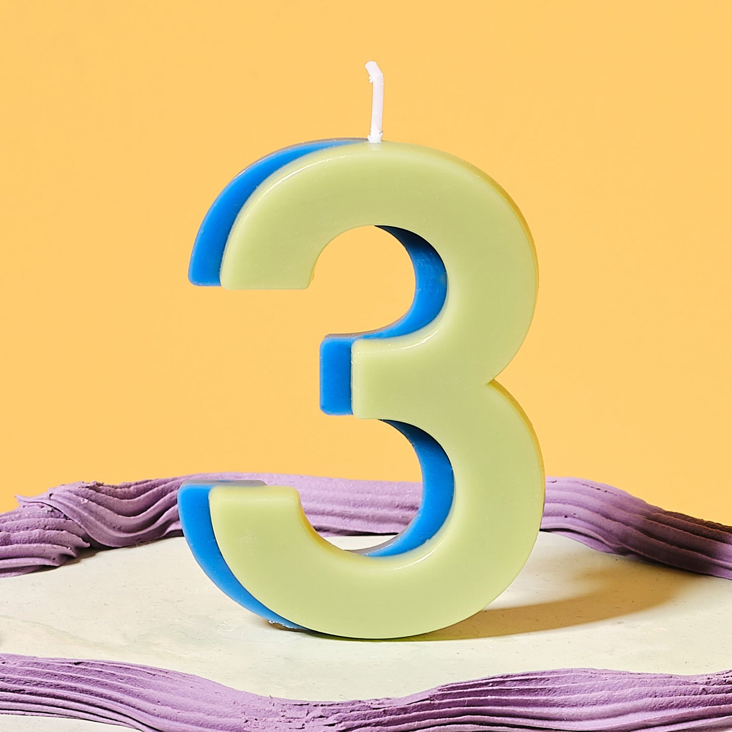 Green and Blue Number 3 Candle- 5 Inner Pack