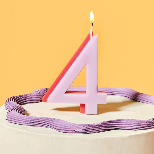 Lilac and Orange Number 4 Candle- 5 Inner Pack