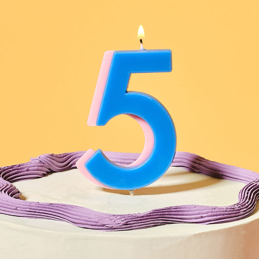 Blue and Lilac Number 5 Candle- 5 Inner Pack