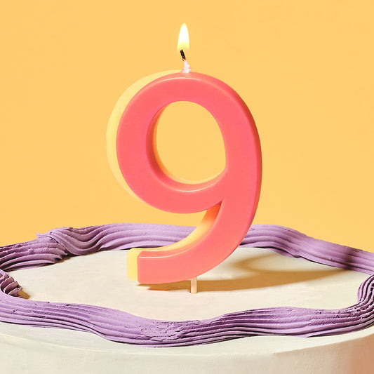 Orange and Yellow Number 9 Candle- 5 Inner Pack