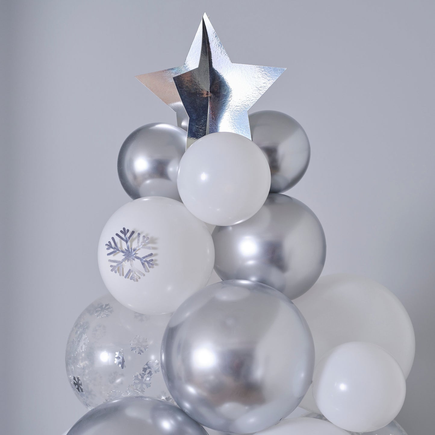 Silver, Chrome & Confetti Balloon Christmas Tree- 5 Inner Pack