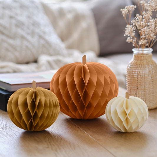 Halloween Paper Honeycomb Pumpkins- 5 Inner Pack