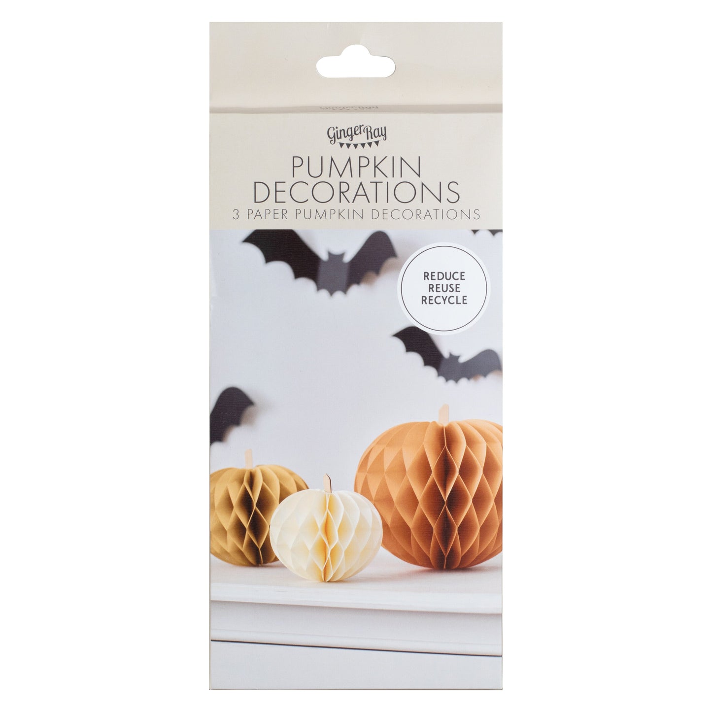 Halloween Paper Honeycomb Pumpkins- 5 Inner Pack
