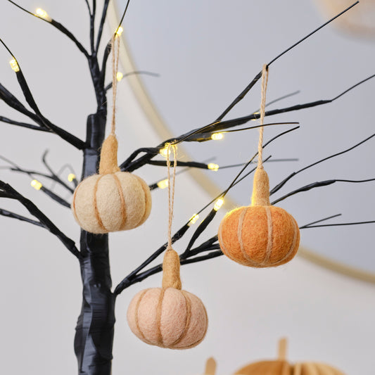 Felt Pumpkin Hanging Halloween Tree Decorations- 5 Inner Pack