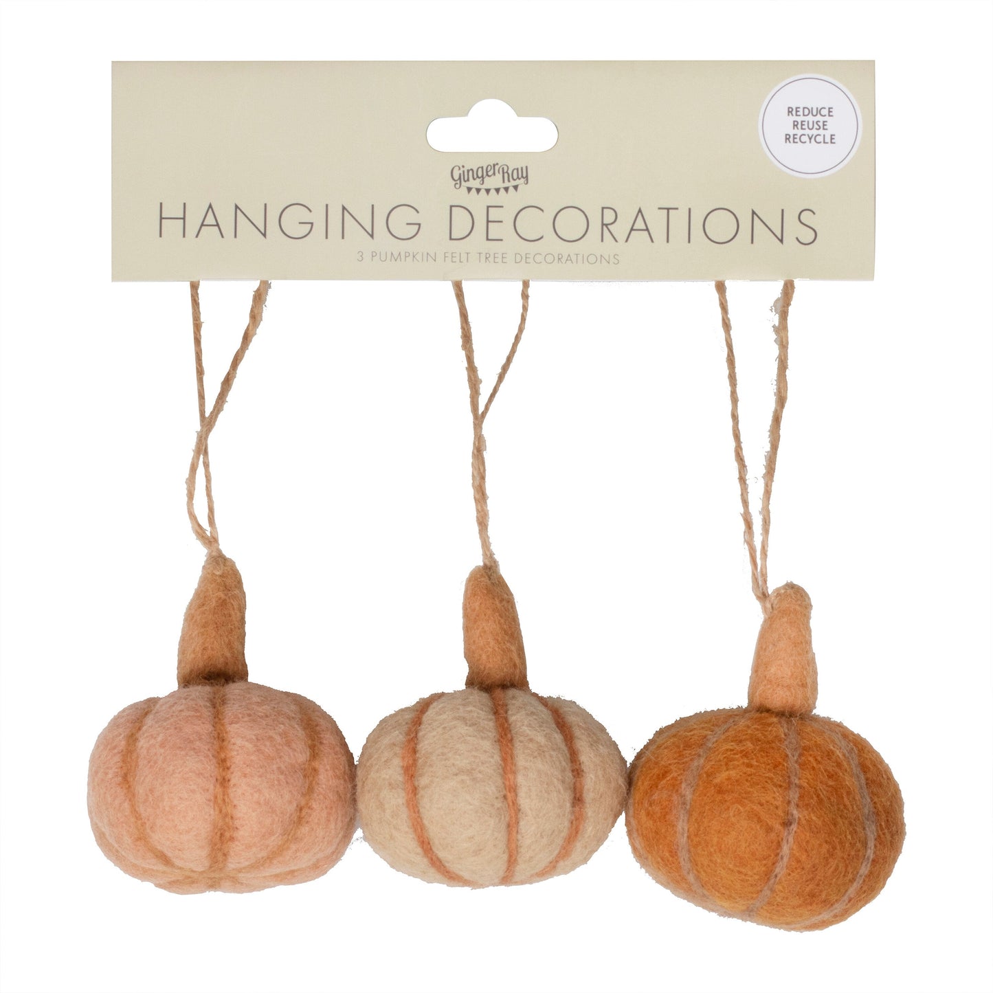 Felt Pumpkin Hanging Halloween Tree Decorations- 5 Inner Pack