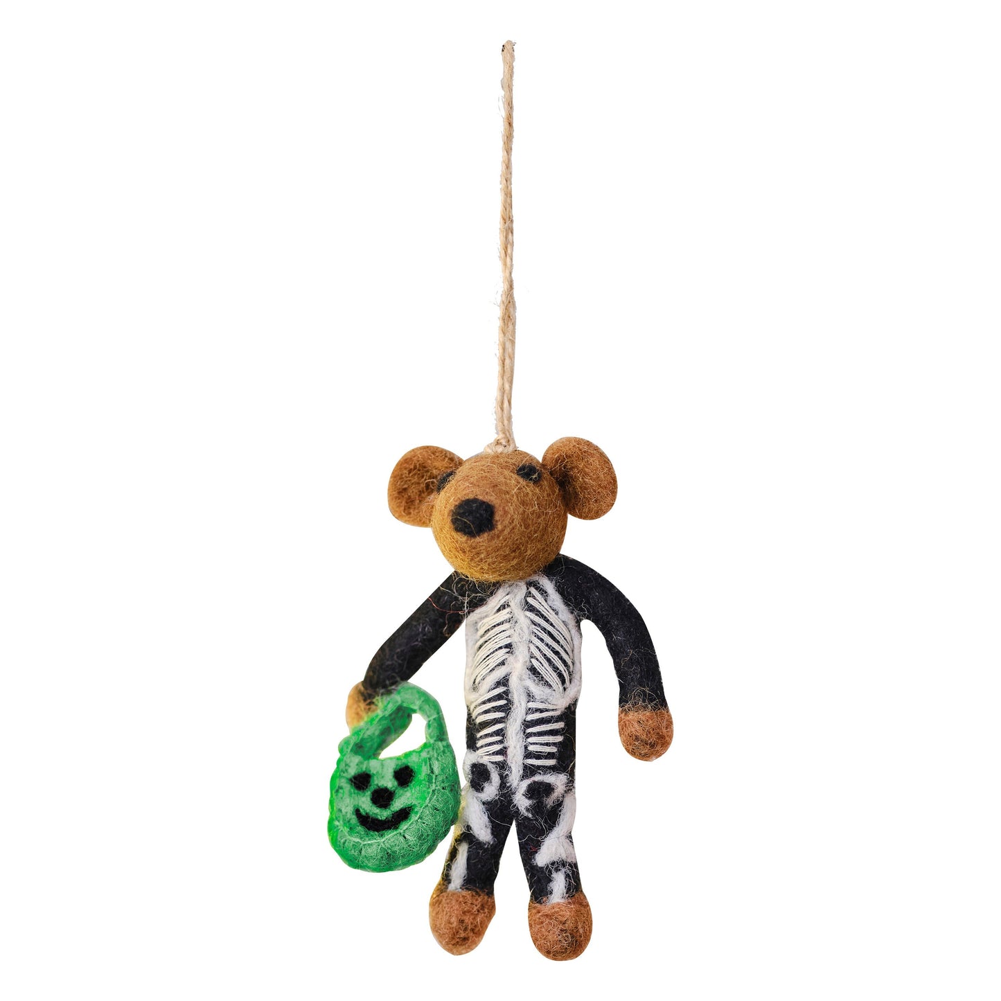 Felt Skeleton Bear Hanging Halloween Tree Decoration- 5 Inner Pack