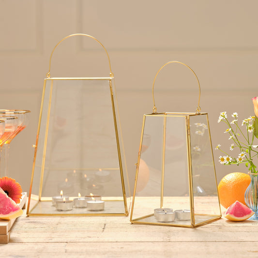 Gold Rimmed Glass Lanterns- 1 Inner Pack