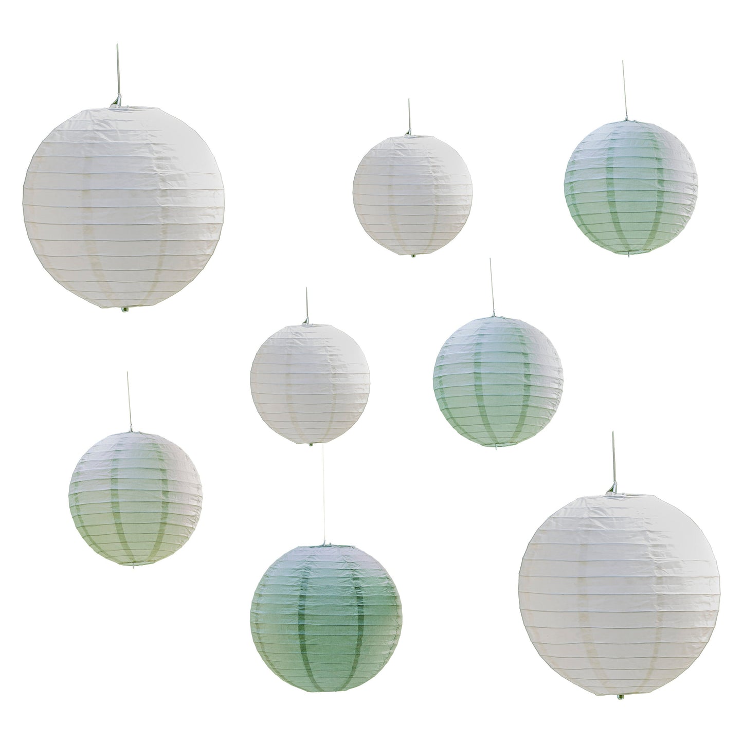 Sage & Cream Paper Lantern Hanging Decorations- 5 Inner Pack
