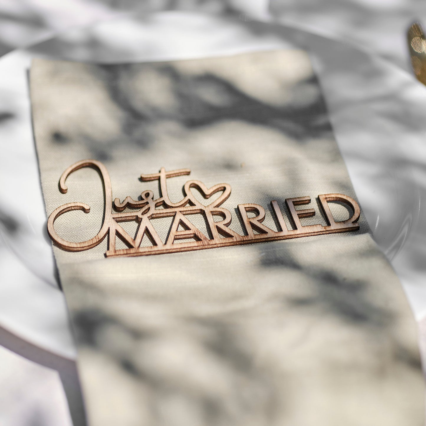 Wooden Just Married Place Setting- 5 Inner Pack