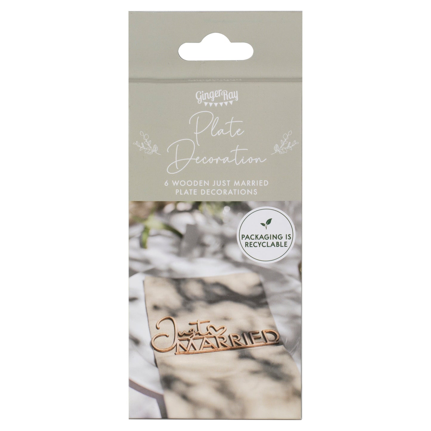 Wooden Just Married Place Setting- 5 Inner Pack