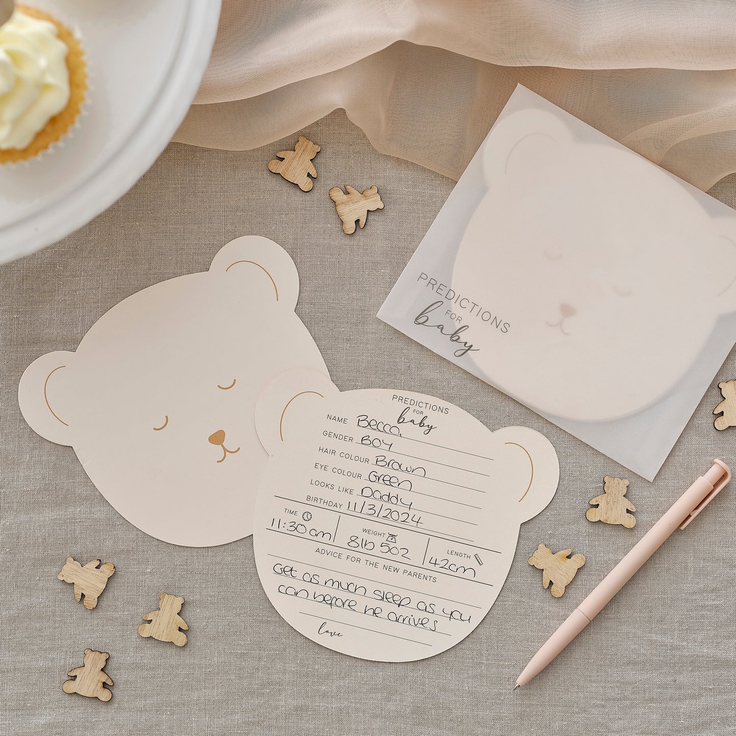Teddy Bear Baby Shower Prediction Game Cards- 10 Inner Pack