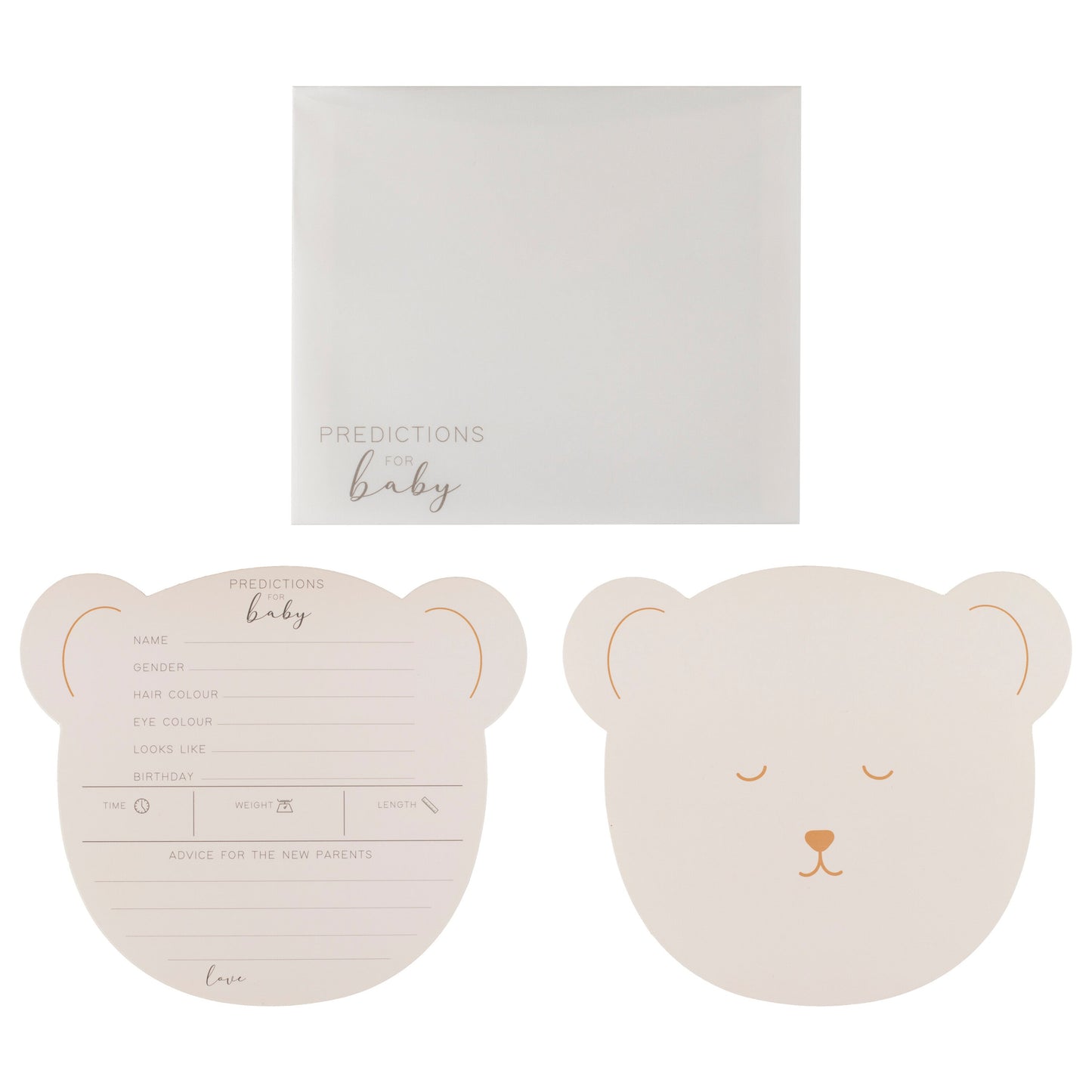 Teddy Bear Baby Shower Prediction Game Cards- 10 Inner Pack
