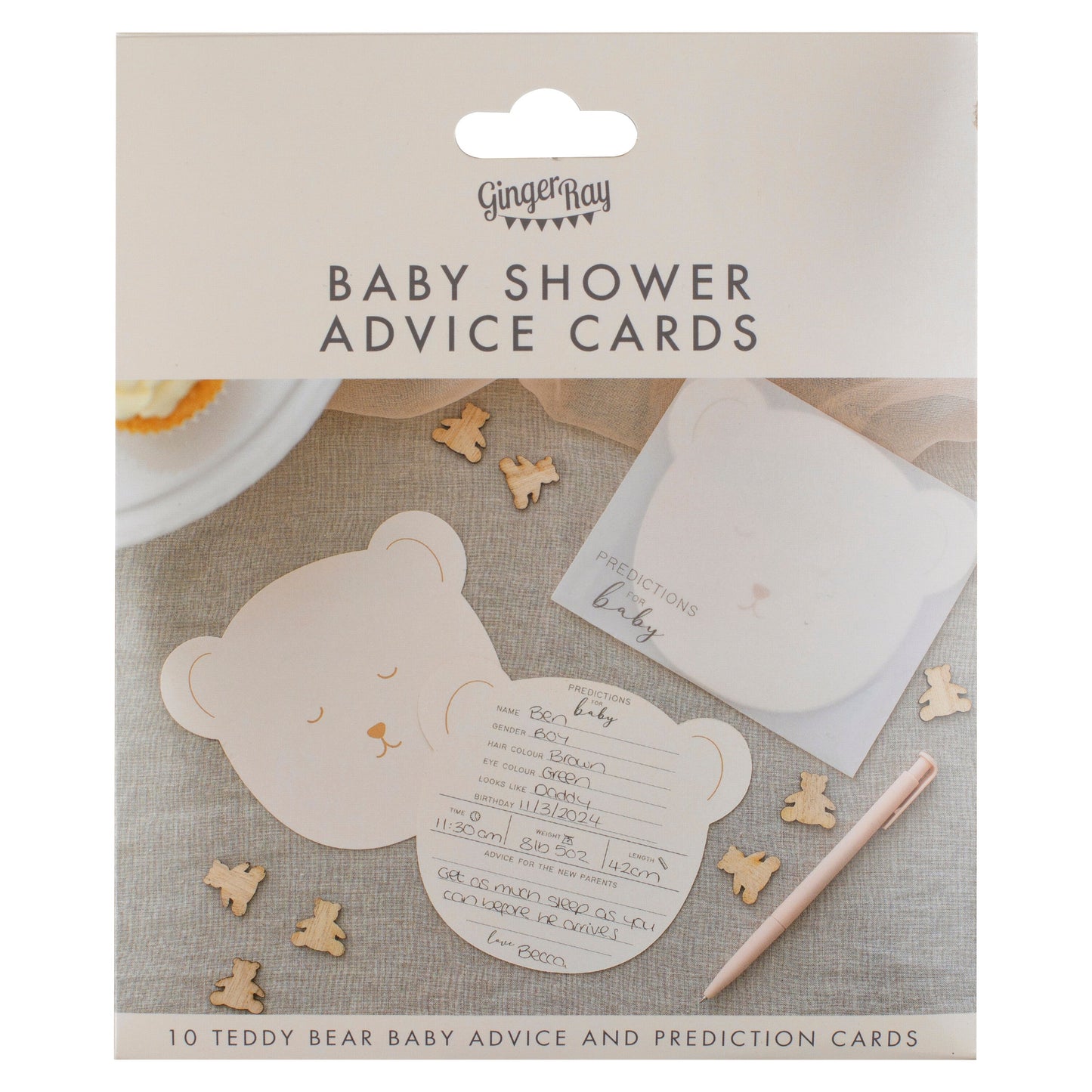 Teddy Bear Baby Shower Prediction Game Cards- 10 Inner Pack