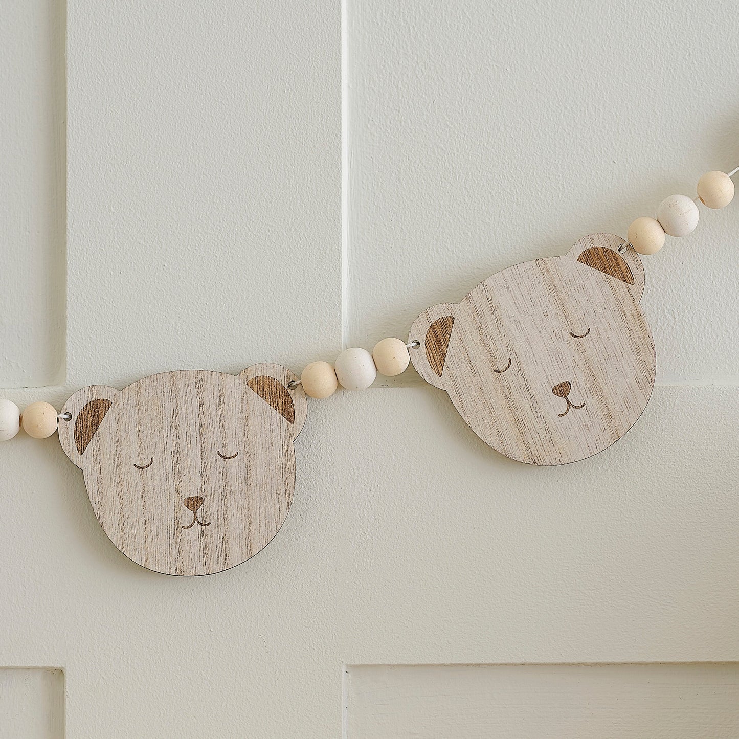 Wooden Teddy Face Baby Shower Bunting- 5 Inner Pack
