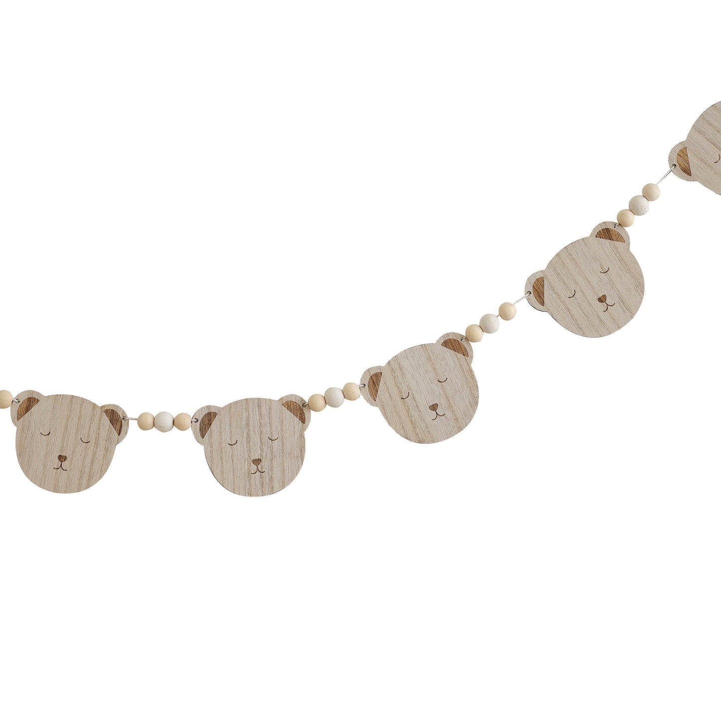 Wooden Teddy Face Baby Shower Bunting- 5 Inner Pack