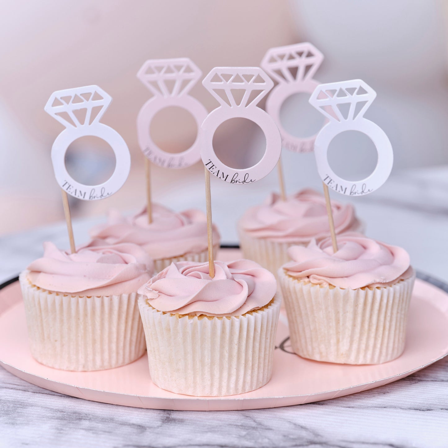 Team Bride Hen Party Ring Cupcake Toppers- 5 Inner Pack