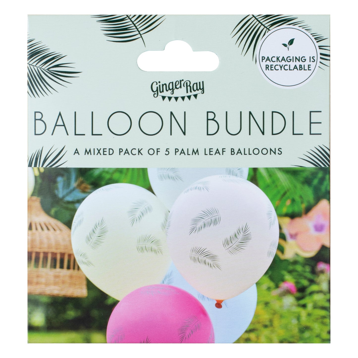Palm Leaf Hawaiian Balloon Bundle Party Decorations- 5 Inner Pack