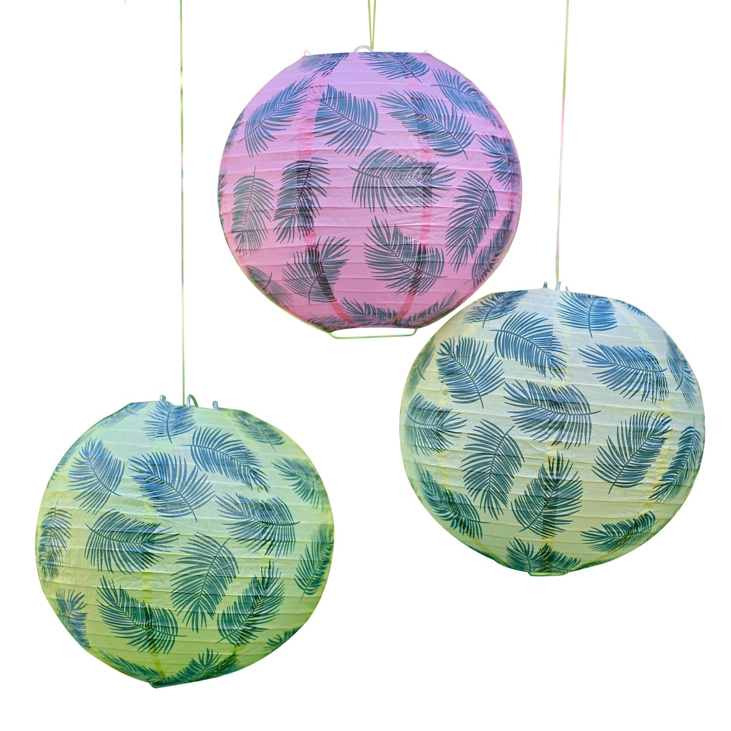 Hawaiian Palm Leaf Printed Hanging Lantern Decorations- 5 Inner Pack