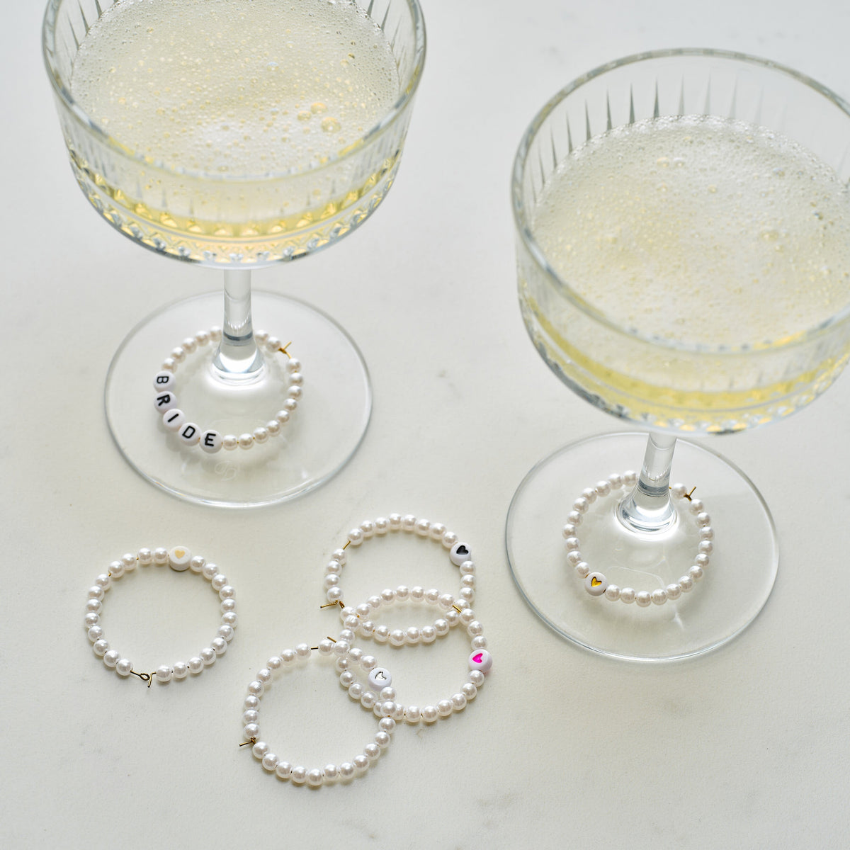 White Beaded Hen Party Drinks Markers- 5 Inner Pack