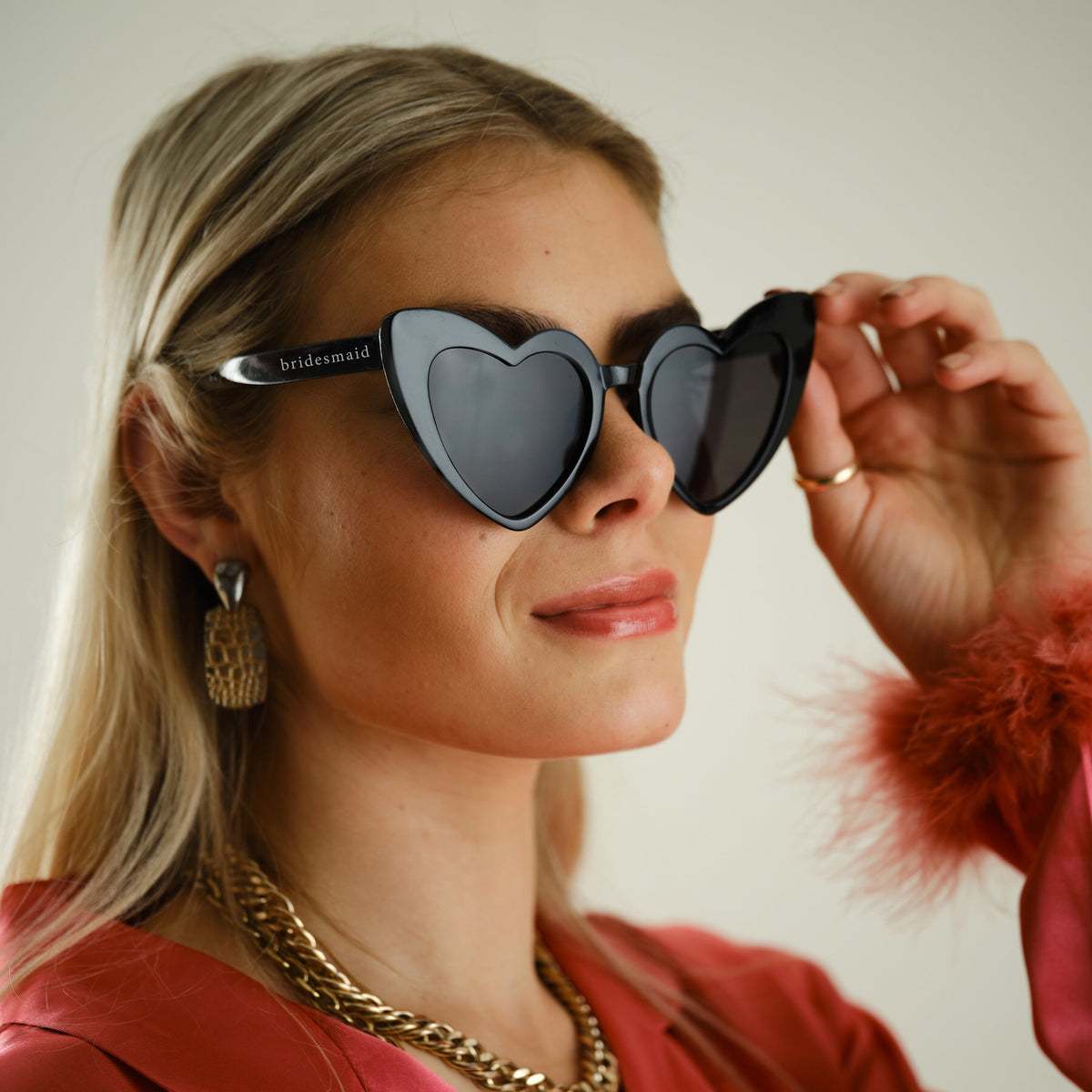 Black Heart Shaped Bridesmaid Glasses- 5 Inner Pack